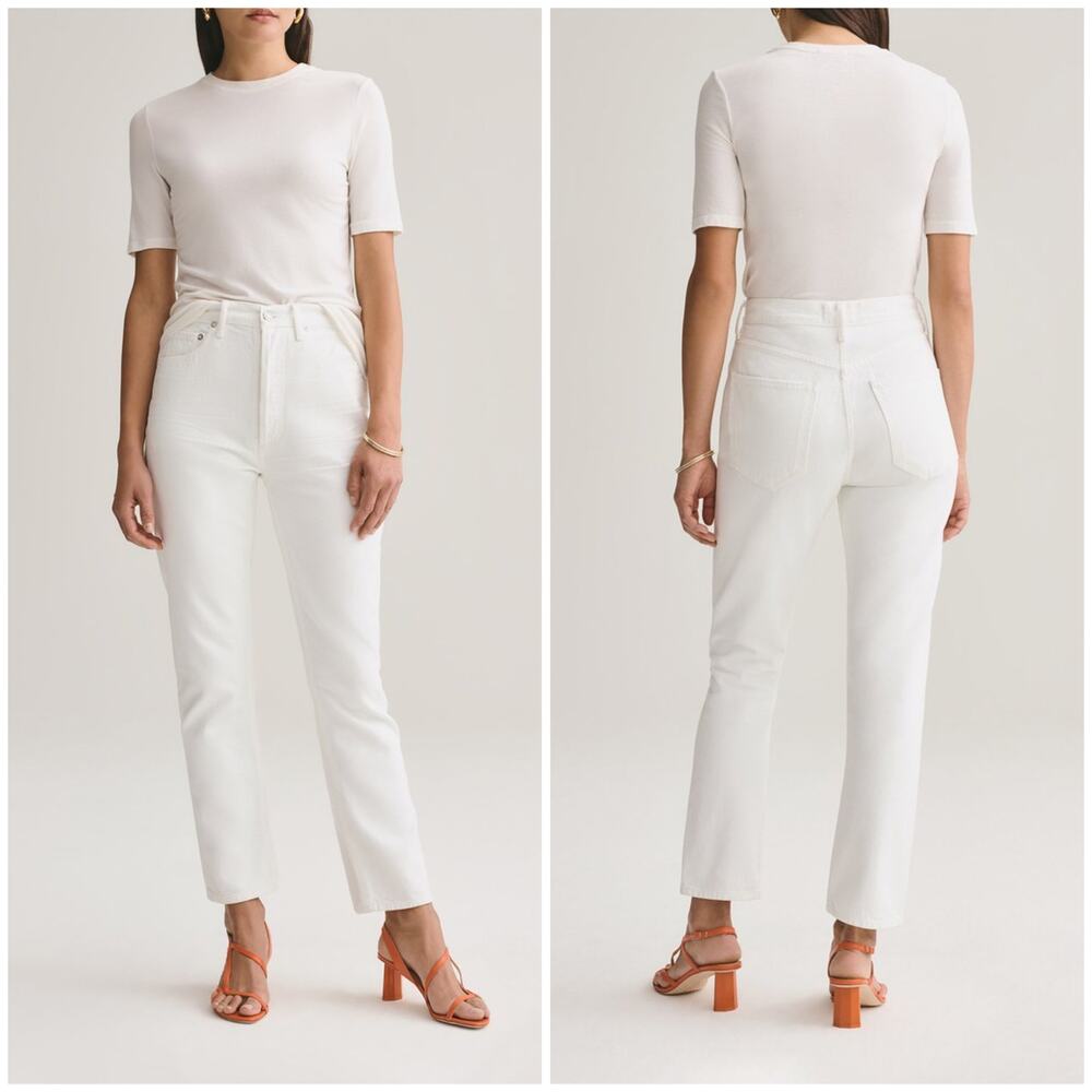 NEW AGOLDE Riley High Rise Straight Crop Jean Tissue Wash